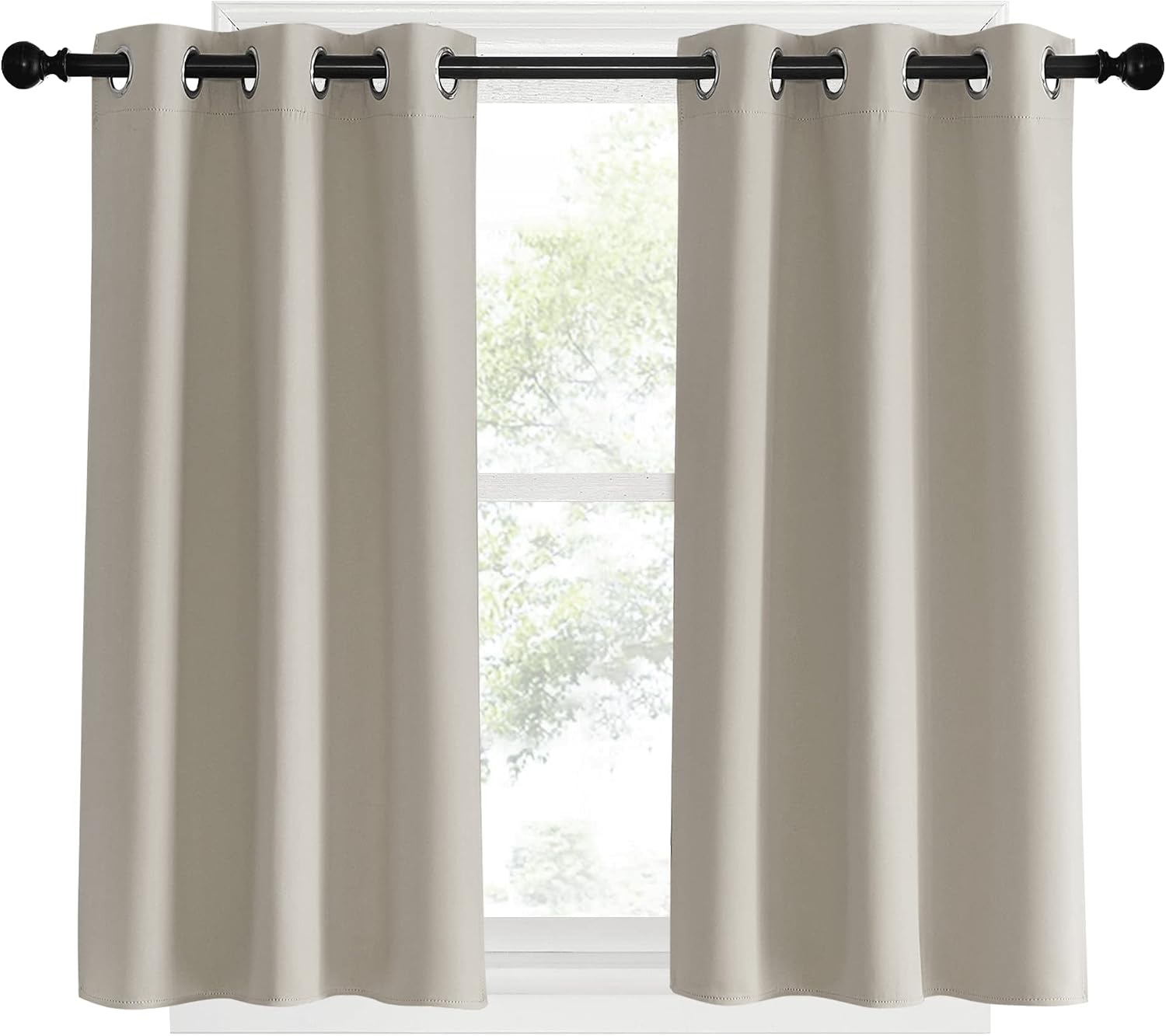 NICETOWN Room Darkening Short Curtain Panels for Cafe, Natural, 2 Panels, W34 x L40 -inch, Thermal Insulated Grommet Room Darkening…
