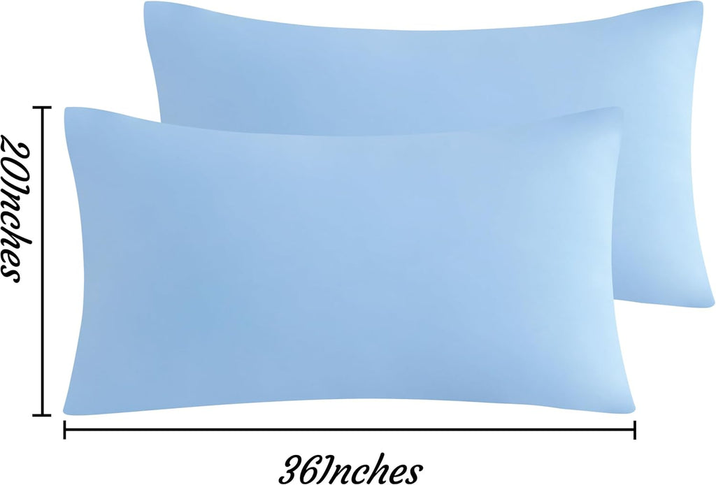 Ntbay King Pillow Cases Set of 2, 2 Pack Brushed Microfiber 20x36 Pillow Cases, Soft, Wrinkle, Fade, Stain Resistant Sky Blue Pillow Cases…