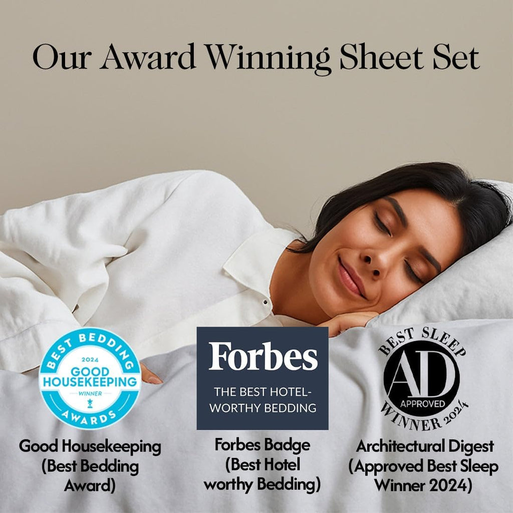 100% GOTS Certified Organic Cotton Sheets Full Size - Luxurious 415 Thread Count, Oeko-Tex Certified, Silky Sateen Weave with Hemstitch…