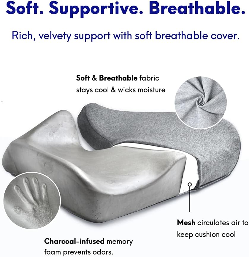 Cushion Lab Patented Pressure Relief Seat Cushion for Long Sitting Hours on Office & Home Chair - Extra-Dense Memory Foam for Soft…