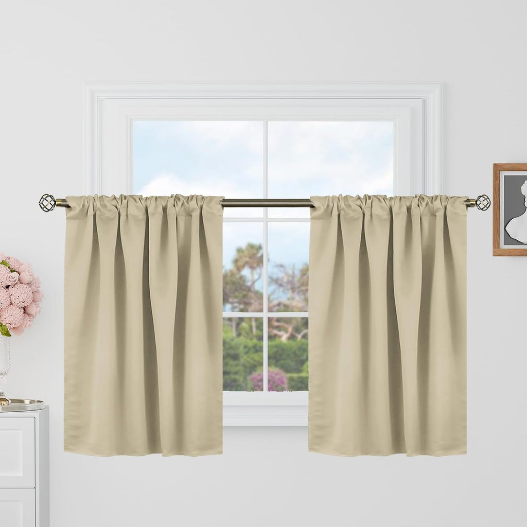 BGment Short Curtains 36 Inch Length for Small Windows - 34 x 36 inch Curtains Rod Pocket and Back Tab Thermal Insulated Room Darkening Cur…