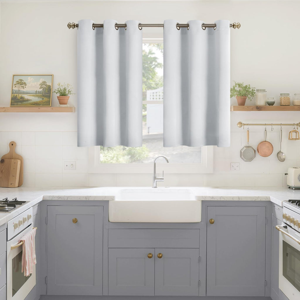 YoungsTex Short Room Darkening Curtains 40 Inches Length for Kitchen Window - Thermal Insulated Drapes with Grommet Privacy for Bathroom Be…