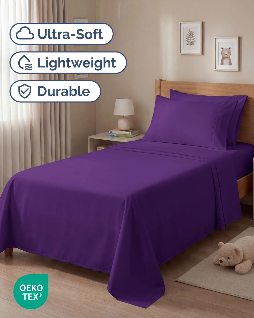 Twin 4 Piece Sheet Set - Comfy, Breathable & Cooling - Hotel Luxury Bedding for Women, Men, Kids, Teens and Children - 1 Flat & 1 Fitted…