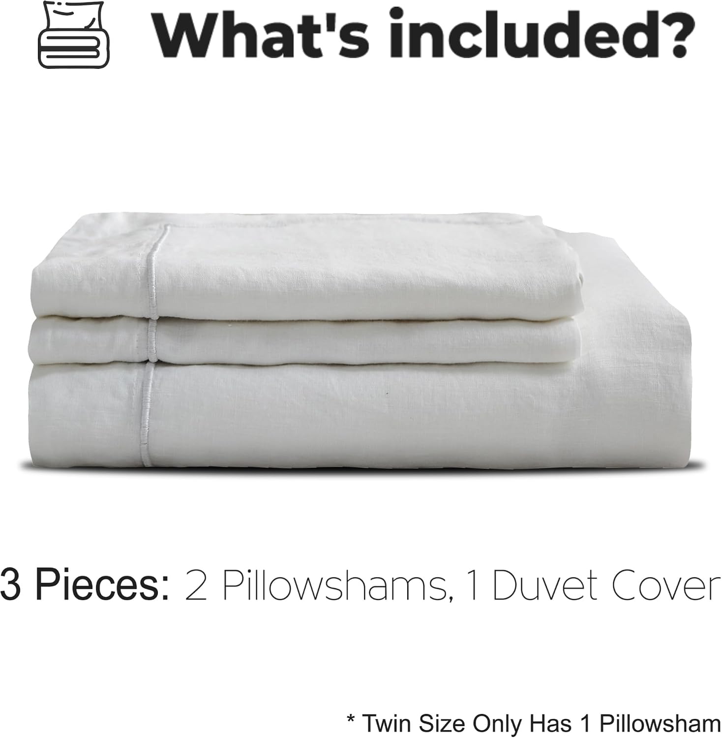Simple&Opulence 100% Washed Linen Duvet Cover with Embroidered,3 Pieces Soft Farmhouse Comforter Set with Button Closure,1 D…