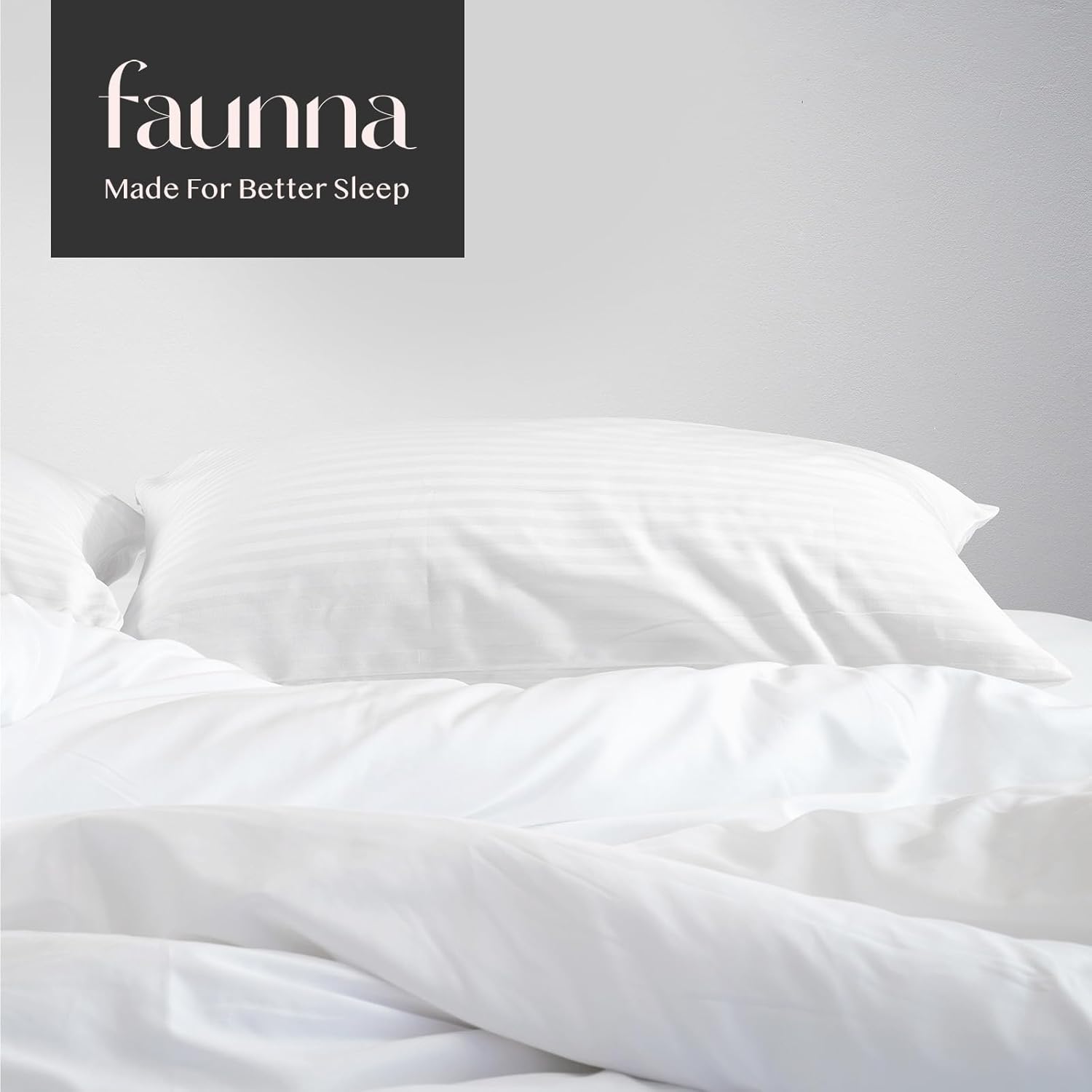 Faunna 600TC 100% Cotton Pillow Protectors, Standard Size (20x26), 2 Pack, Oeko-TEX Certified, Hotel Grade Pillow Cover with Silent Zipper,…