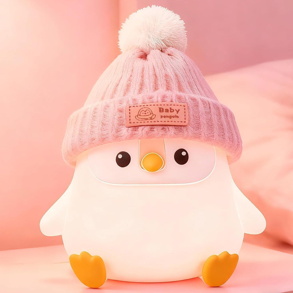 FAMIDUO-BrightenYourLife Penguin Silicone Night Light, Cute Pink Penguin Lamp with Hat, Nursery Nightlight for Baby, Rechargeable/Dimmable…