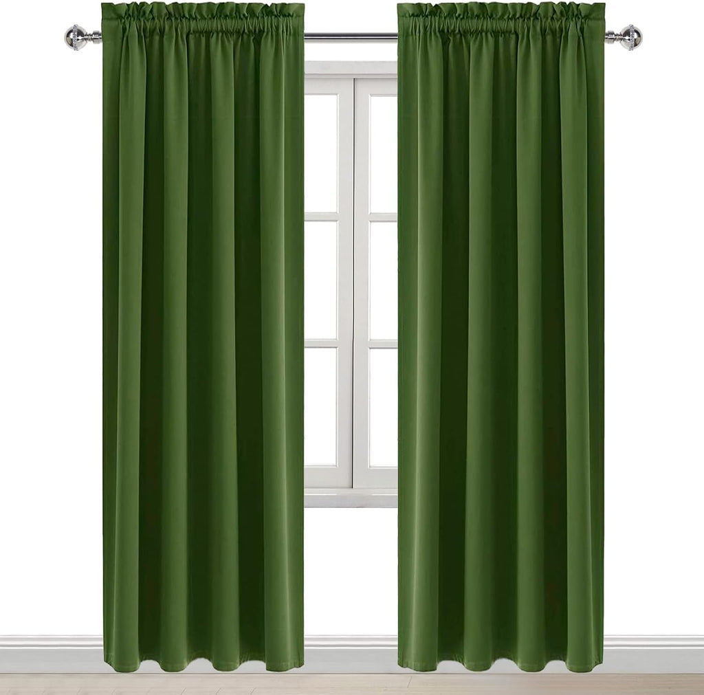 Dwcn Blackout Curtains Room Darkening Thermal Insulated Bedroom Curtains Window Curtain Panels, 38 x 84 inches Long, Set of 2 Olive Green R…