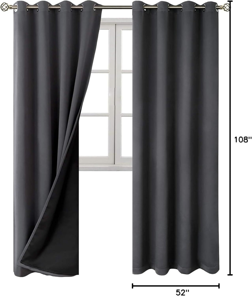 BGment 100% Blackout Curtains 108 Inch Long 2 Panles Set, Thermal Insulated Total Light Locking Soundproof Grommet Curtains & Drapes for Li…