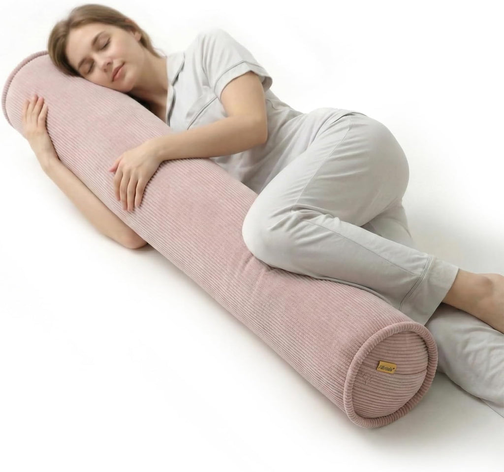 Long Round Body Pillow for Adults, Bolster Pillow for Side Sleeping, Soft Decorative Cylinder Pillow for Bed & Couch, Supportive Tube…
