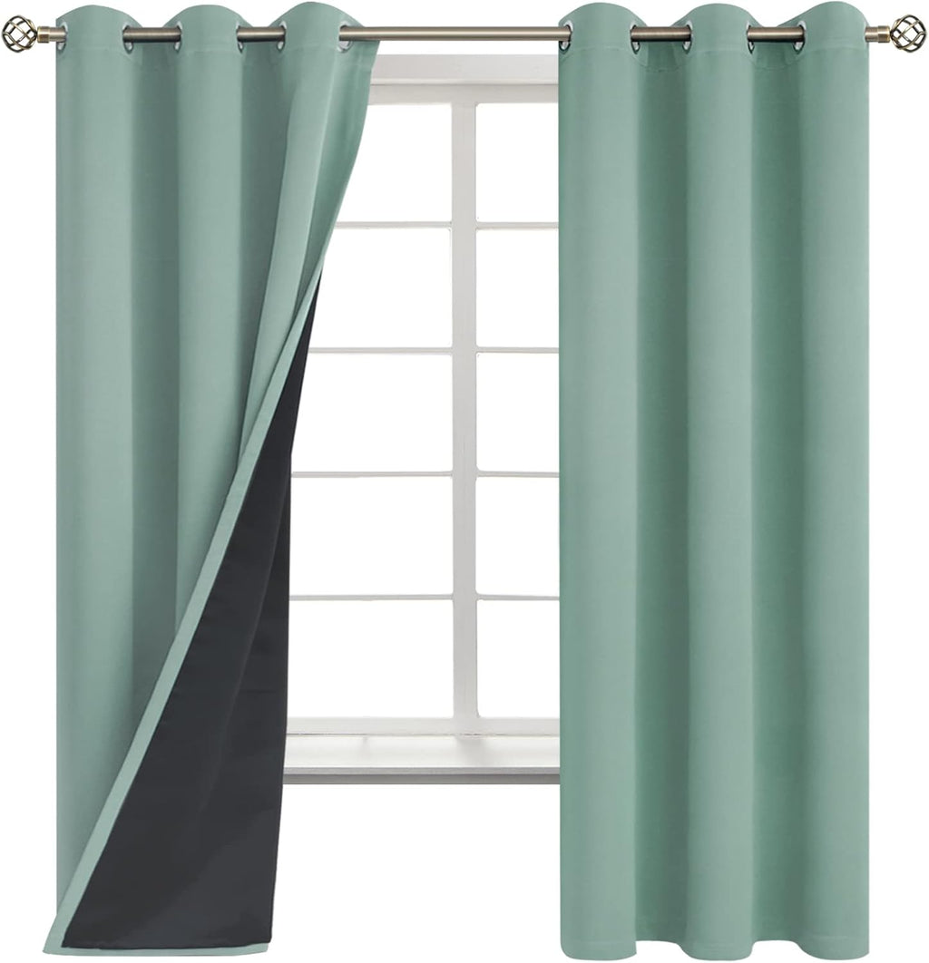 BGment Thermal Insulated 100% Blackout Curtains for Bedroom with Black Liner, Double Layer Full Room Darkening Noise Reducing Grommet Curta…