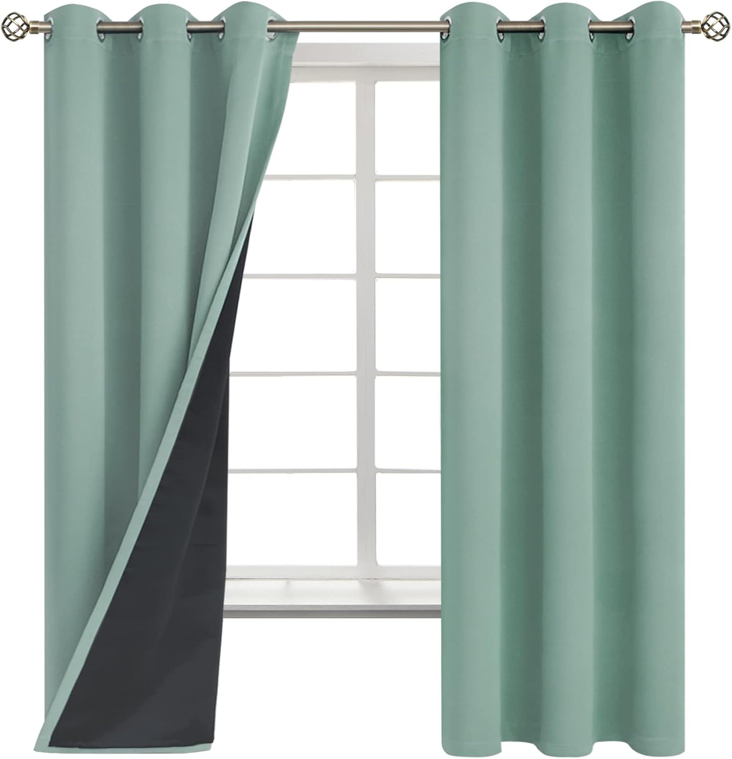 BGment Thermal Insulated 100% Blackout Curtains for Bedroom with Black Liner, Double Layer Full Room Darkening Noise Reducing Grommet Curta…