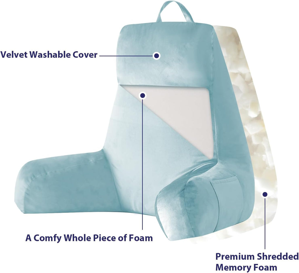 Ipynbap Back Pillow for Bed Sitting up, Reading Pillow for Sitting in Bed Adult, Back Support Pillow, Memory Foam Sit up Lounge Backrest Pi…