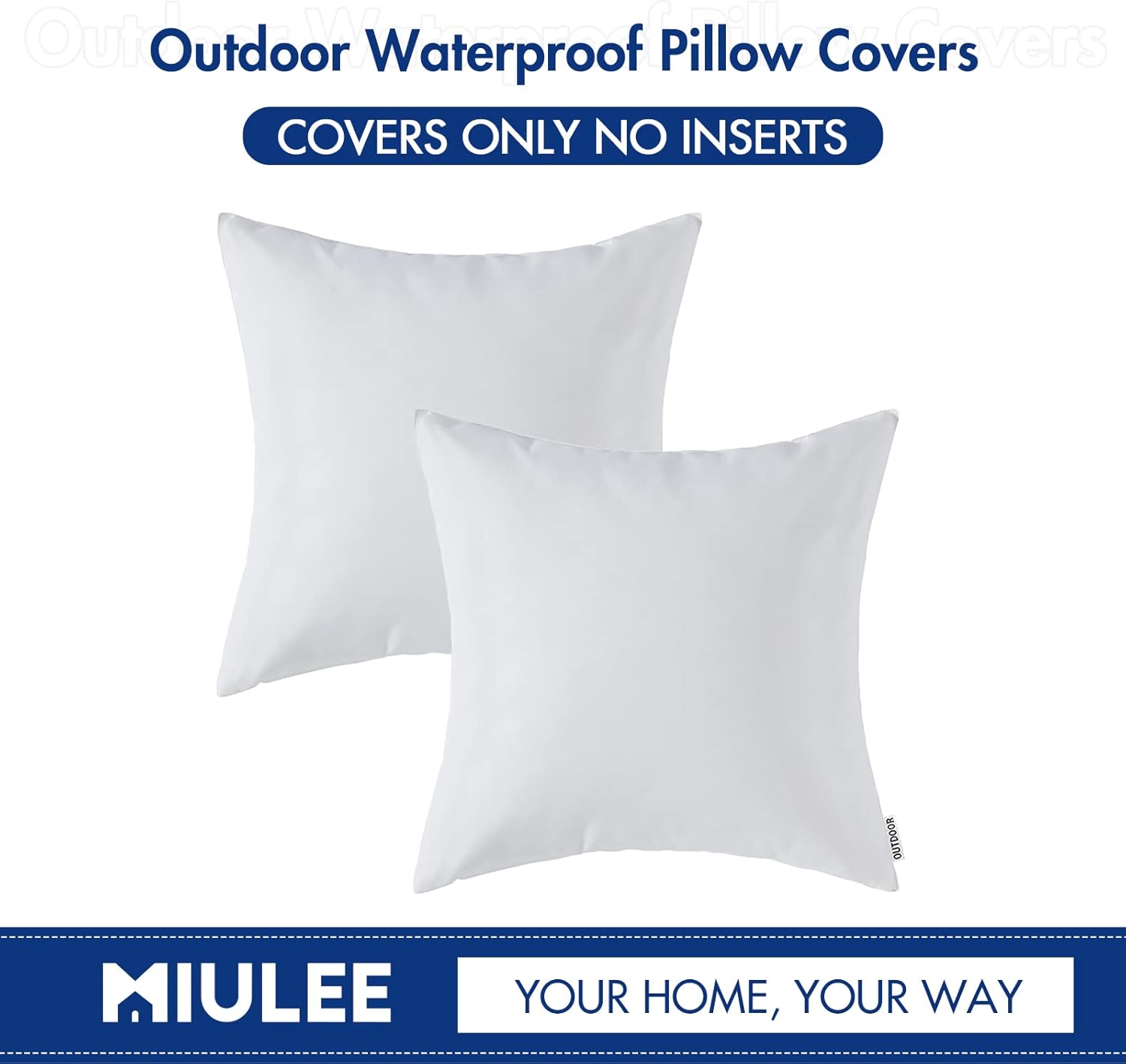MIULEE Pack of 2 Decorative Outdoor Waterproof Pillow Covers Square Garden Cushion Sham Throw Pillowcase Shell for Spring Patio Tent…