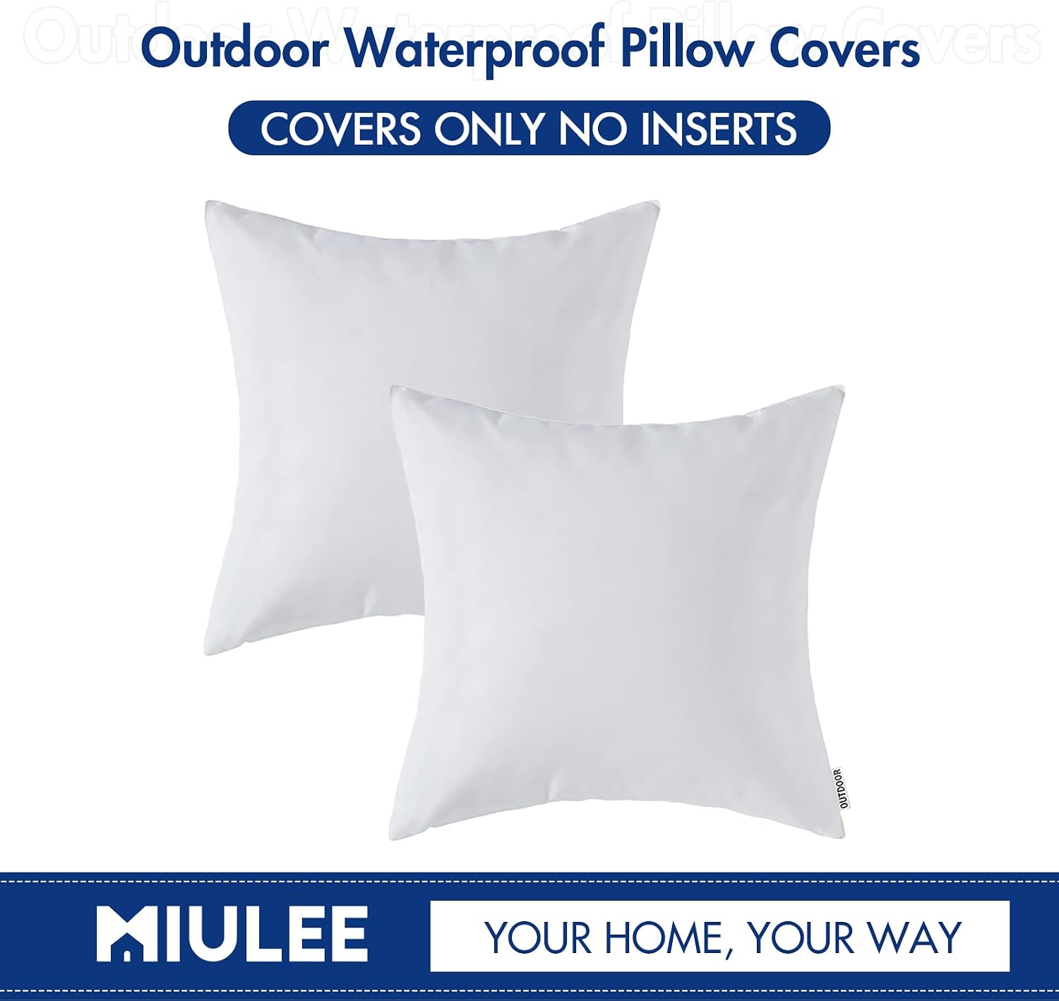 MIULEE Pack of 2 Decorative Outdoor Waterproof Pillow Covers Square Garden Cushion Sham Throw Pillowcase Shell for Spring Patio Tent…