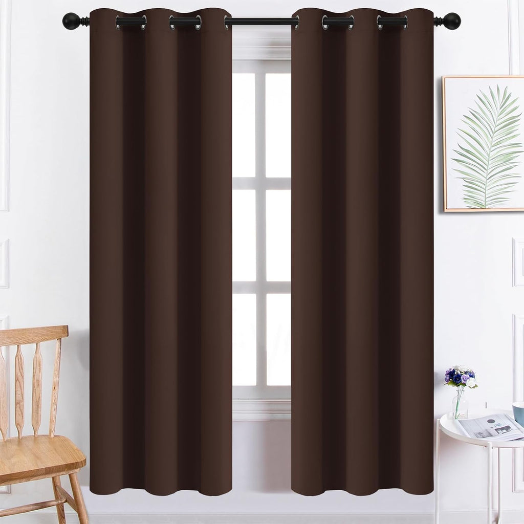 Yakamok Premium Room Darkening Thermal Insulated Curtains for Bedroom/Living Room - Classic Grommet Top (2 Panels, Chocolate Brown, 38…