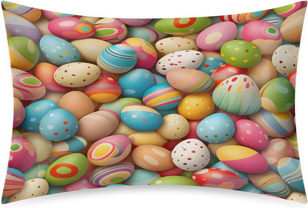 Colorful Easter Egg Abstract Satin Silk Pillowcase for Hair and Skin Pillow Cases Standard Size Soft Silk Pillow Case with Envelope…