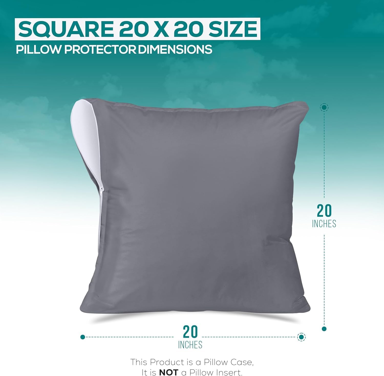 Utopiabedding Utopia Bedding Waterproof Throw Pillow Protectors (No Pillow Inserts) with Zipper 20 x 20 Inches (2 Pack, Grey), Outdoor Bed…