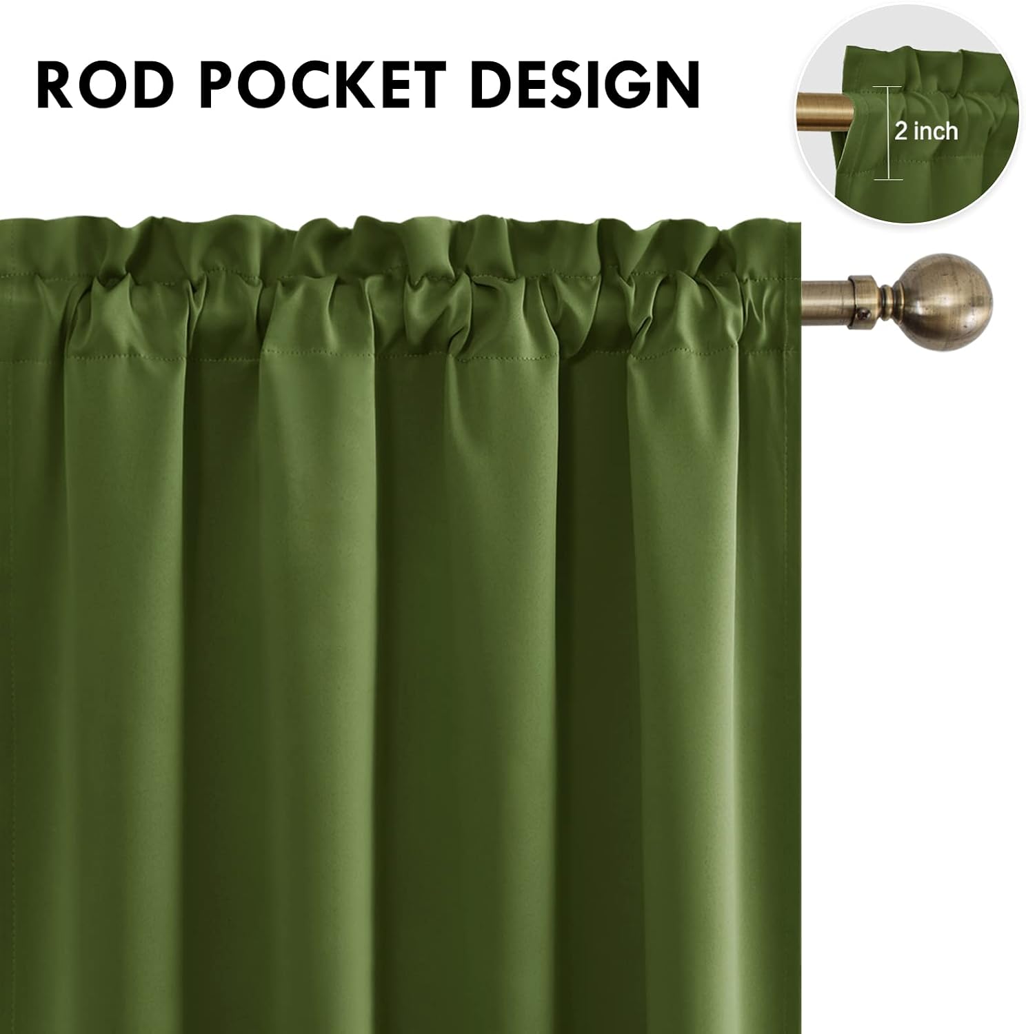 Dwcn Blackout Curtains Room Darkening Thermal Insulated Bedroom Curtains Window Curtain Panels, 52 x 84 inches Long, Set of 2 Olive Green R…
