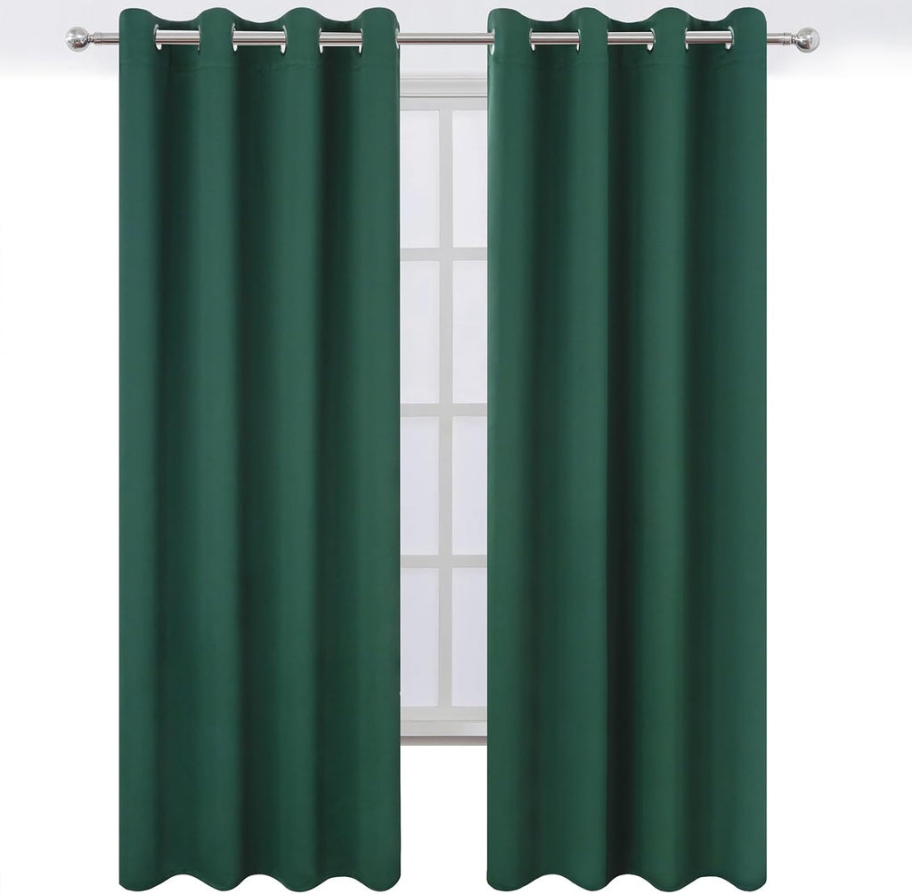 Lemomo Blackout Curtains 52 x 120 Inch Long Dark Green Curtains Set of 2 Panels Room Darkening Curtains for Bedroom and Living Room 120 Inc…