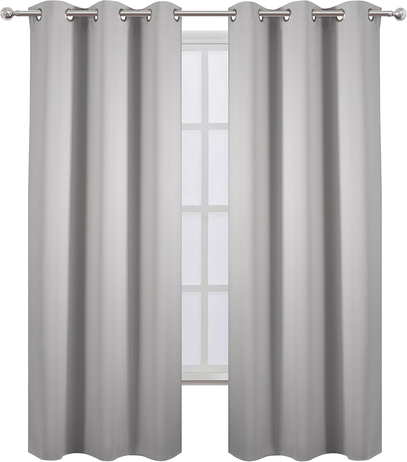 Lemomo Blackout Curtains 38 x 84 inch/Light Grey Curtains Set of 2 Panels/Thermal Insulated Room Darkening Bedroom Curtains 84 inch Grey