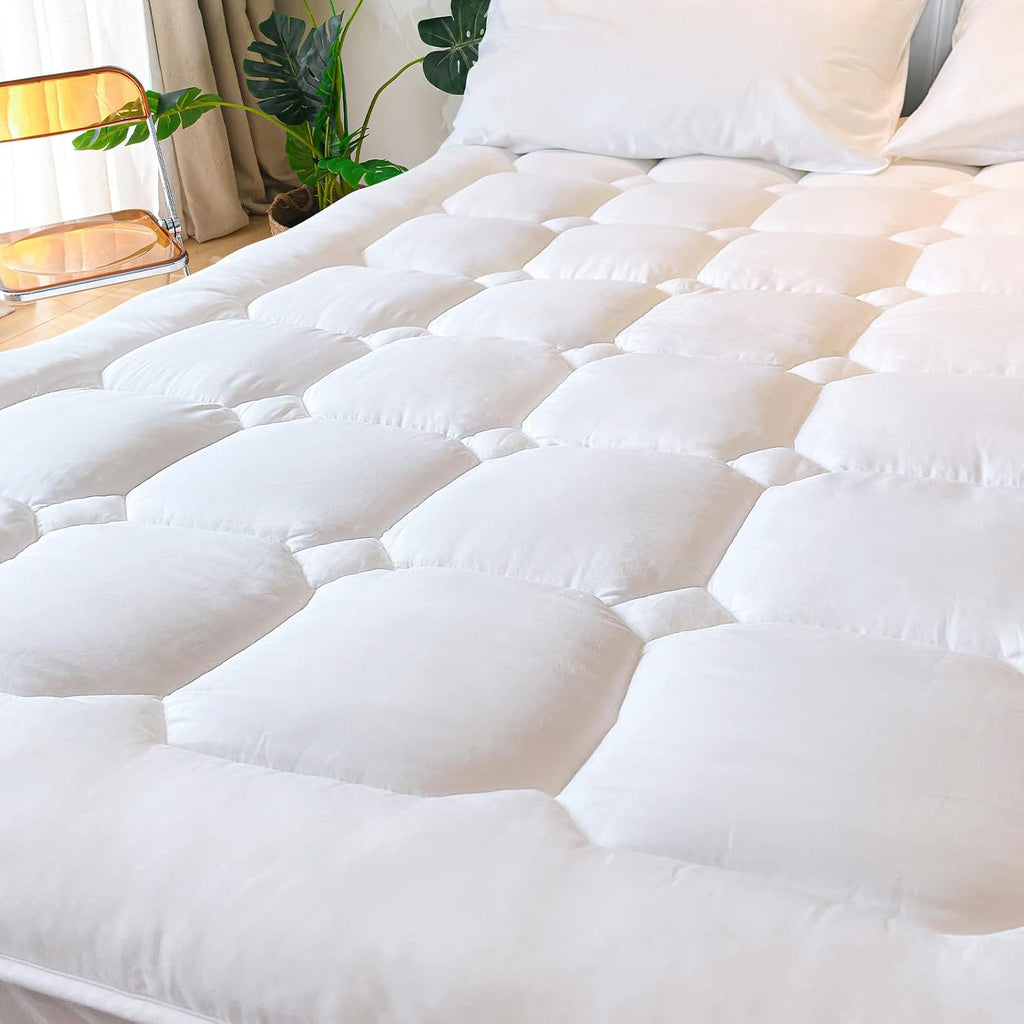 Unilibra Cal King Size Mattress Pad Cooling Rayon from Bamboo, Quilted Fitted Mattress Protector Pillow Top Long Mattress Cover with Deep P…