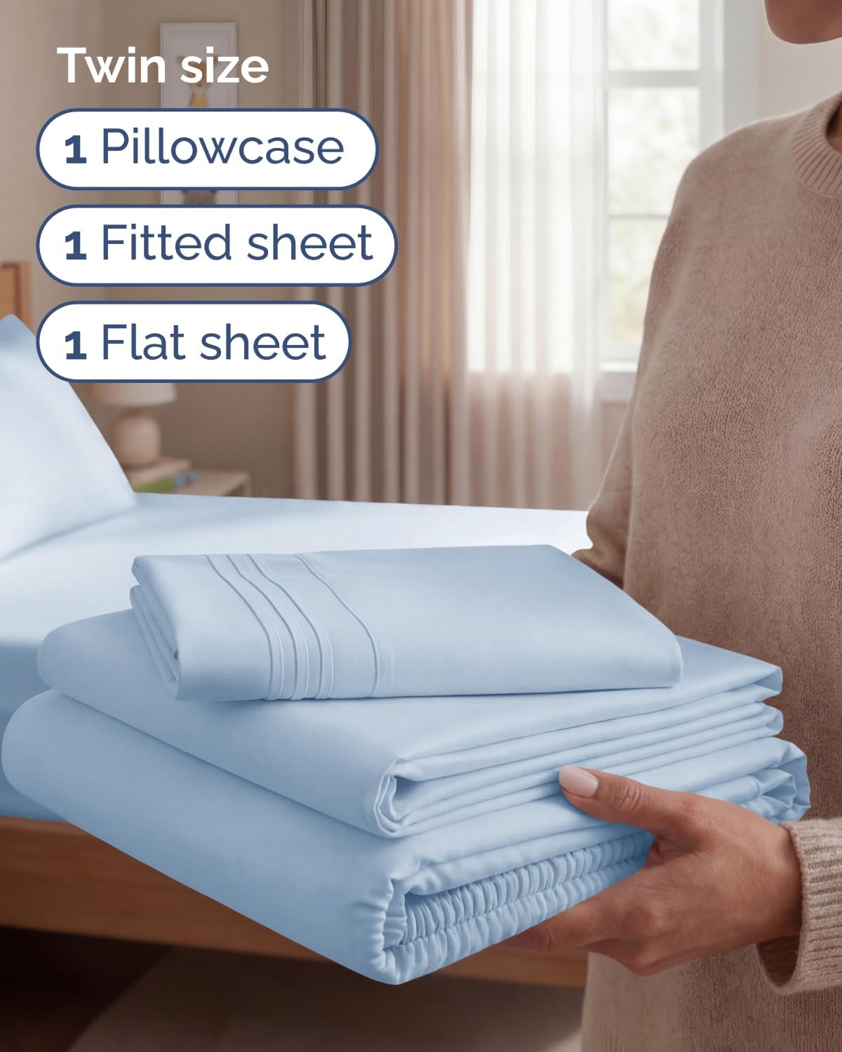 Twin Size 3 Piece Sheet Set - Comfy Breathable & Cooling Sheets - Hotel Luxury Bed Sheets for Women & Men - Deep Pockets, Easy-Fit, Extra…