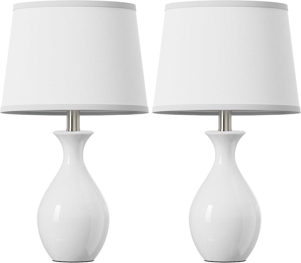 PARTPHONER Table Lamp Set of 2, Modern Ceramic Bedside Lamps for Night Stands, Classic Small Lamp Nightstand Lamp for Bedroom Living Room…