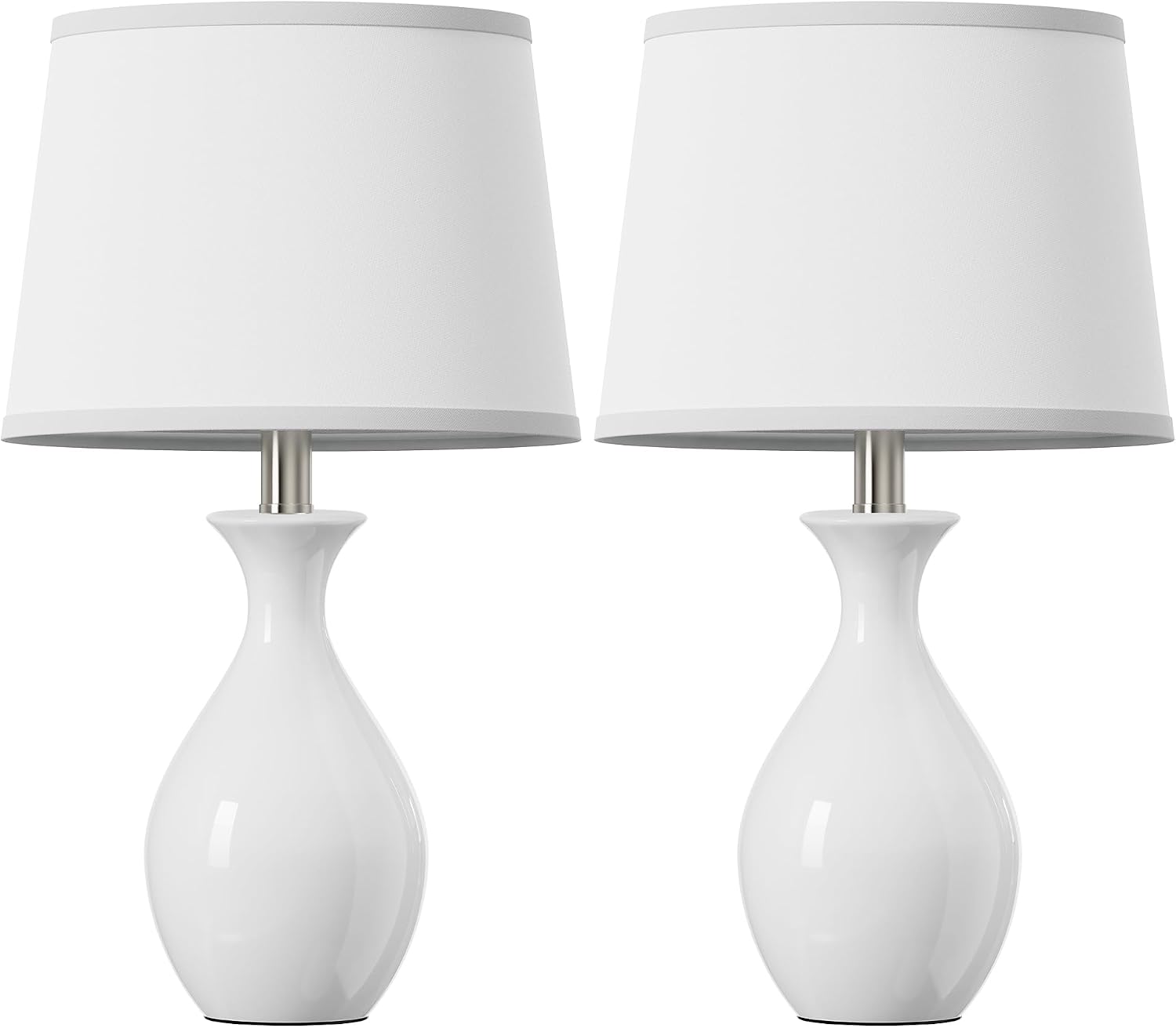 PARTPHONER Table Lamp Set of 2, Modern Ceramic Bedside Lamps for Night Stands, Classic Small Lamp Nightstand Lamp for Bedroom Living Room…