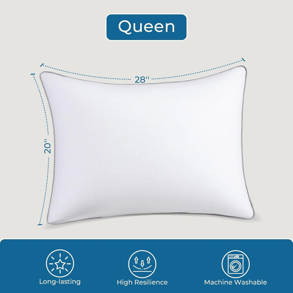 Sasttie Firm Pillows Queen Size Set of 4, Bed Pillows for Side, Back, and Stomach Sleepers - Oeko-Tex Certified Supportive Down Alternative…