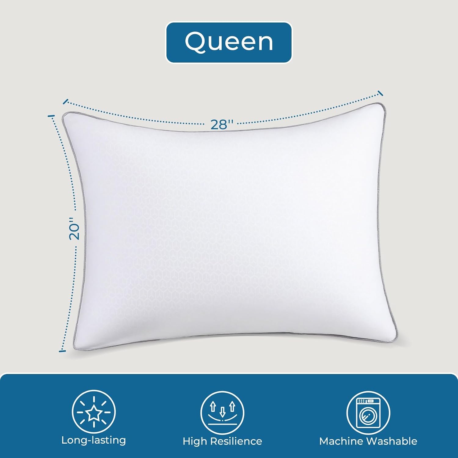Sasttie Firm Pillows Queen Size Set of 4, Bed Pillows for Side, Back, and Stomach Sleepers - Oeko-Tex Certified Supportive Down Alternative…