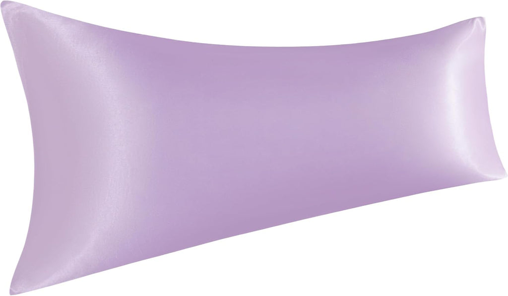 Ntbay Satin Body Pillowcase for Hair and Skin, Luxurious and Silky Pillow case with Envelope Closure, 20x54 Inches, Light Purple 54 Inches