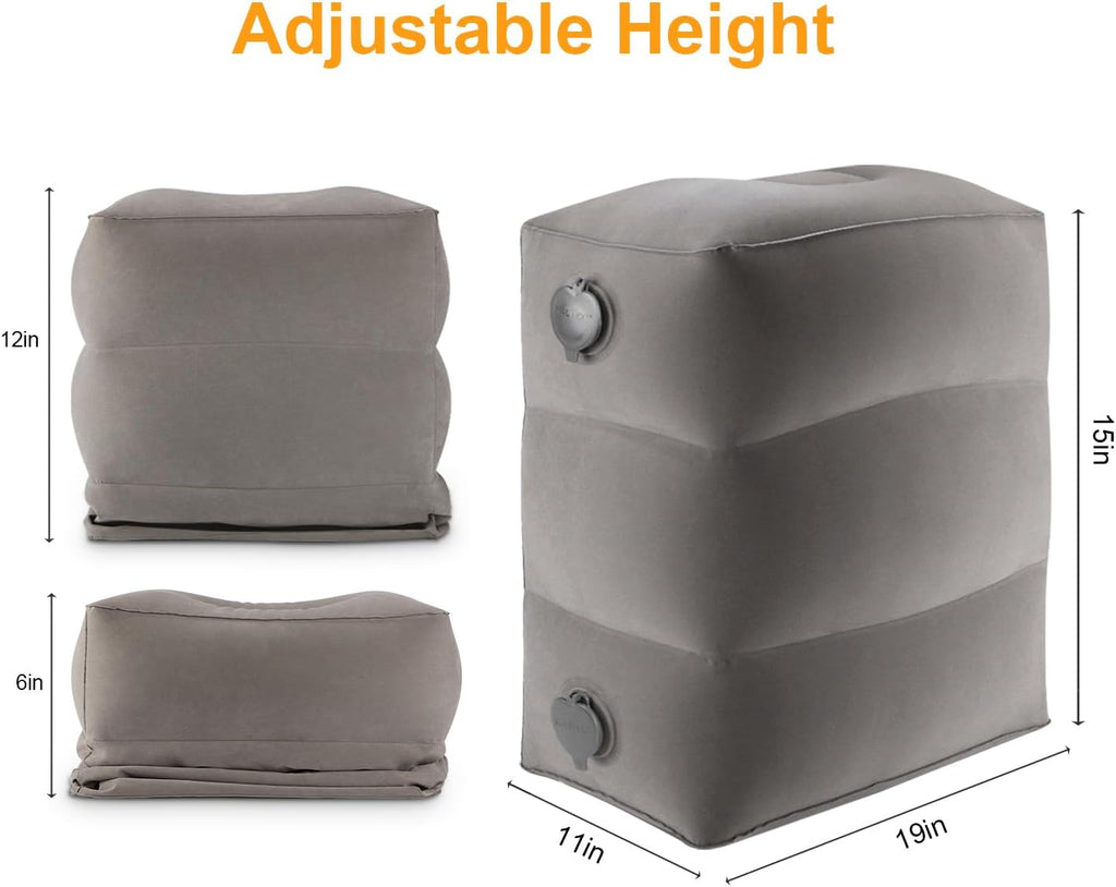 Maliton Inflatable Travel Foot Rest Pillow, Kids Airplane Bed, Adjustable Height Leg Pillow for Air Travel, Make a Flat Bed for Kids and To…