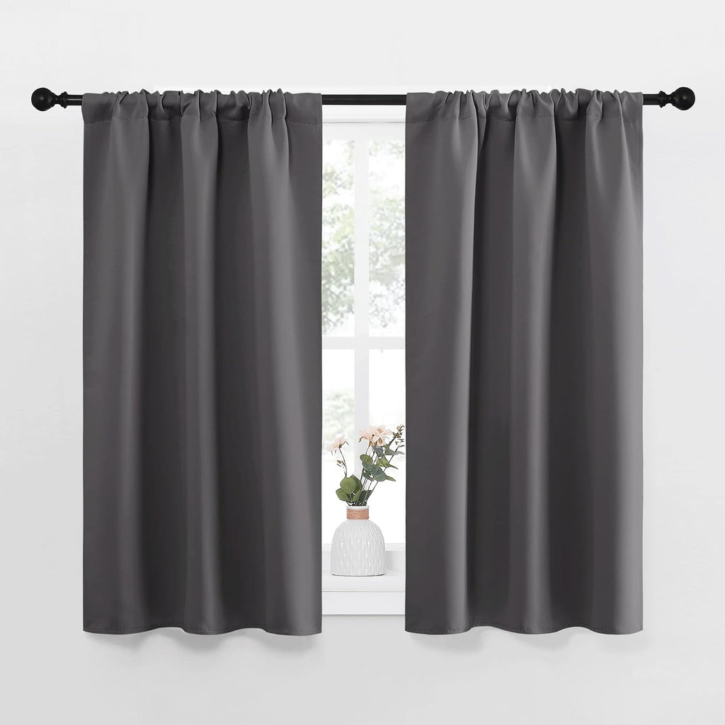 NICETOWN Grey Window Curtains for Bedroom - Home Decoration Thermal Insulated Rod Pocket Blackout Blinds & Drapes for Small Windows…