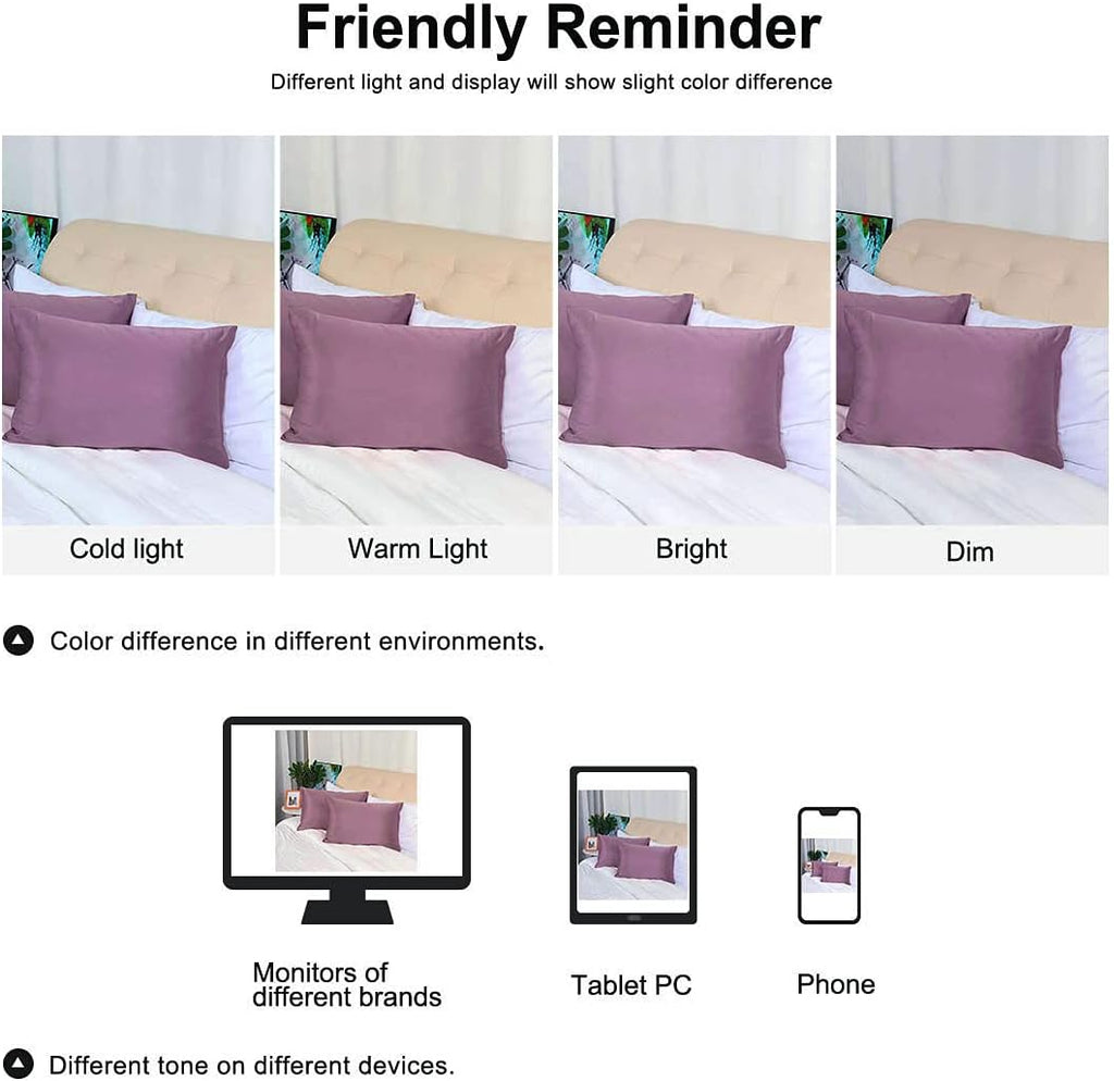 uxcell King Satin Pillowcase with Zipper, Super Soft and Luxury, Silky Pillow Cases Covers Set of 2, 21"x37", Mauve