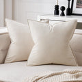 Miulee Cream White Velvet Throw Pillow Covers 26x26 Soft Decorative Solid Square Euro Sham Cushion Cases Pack of 2 Modern Luxury Home Decor…