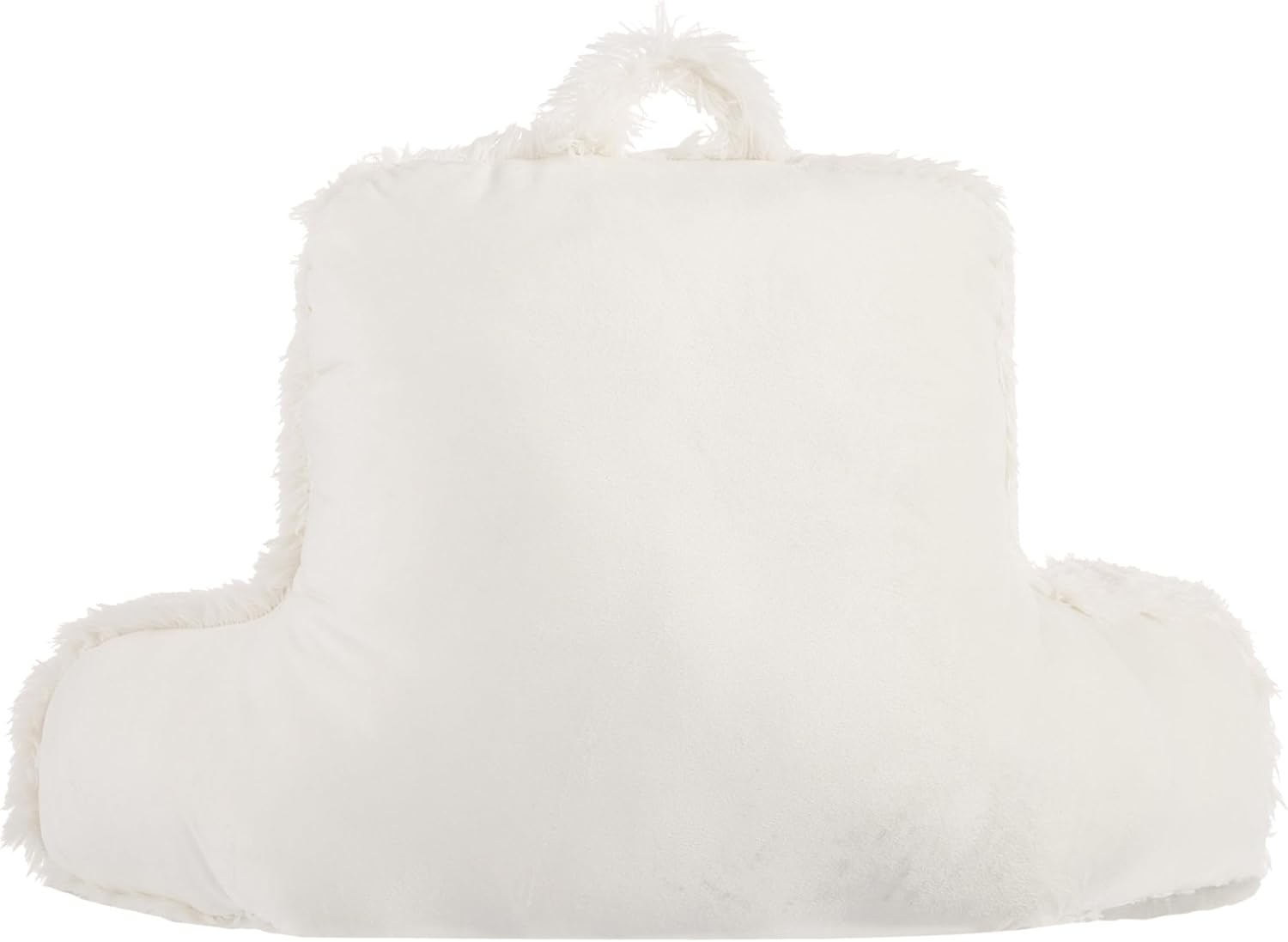 Urban Lifestyle Decorative and Supportive Backrest Reading Bed Pillow, Ultra Soft Long Hair Faux Fur Reverse to Mink Fabric, Ivory