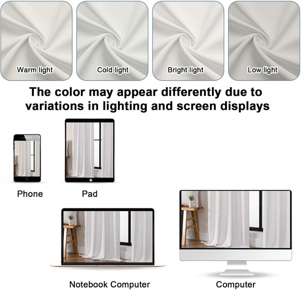 Gwine Ivory Curtains for Bedroom 72 Inches Long - Thermal Insulated Noise Reducing Window Curtain Panels, Solid Light Filtering Curtain…