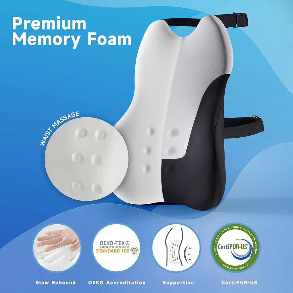Niceedaybrand Lumbar Support Pillow for Office Chair Car, Gaming Chair Lower Back Memory Foam Cushion with 3D Soft Cover Enhance Your Drivi…