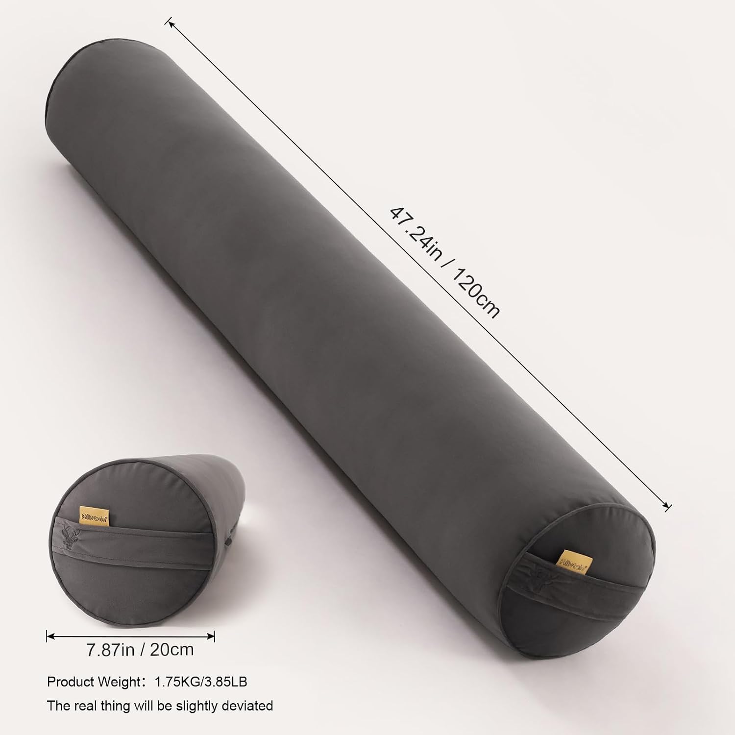 Body Pillow for Adults, Long Round Pillow, Big Cylindrical Pillow, Large Full Bolster Pillows for Side Sleepers (Steel Gray, 47.24"*7.87")