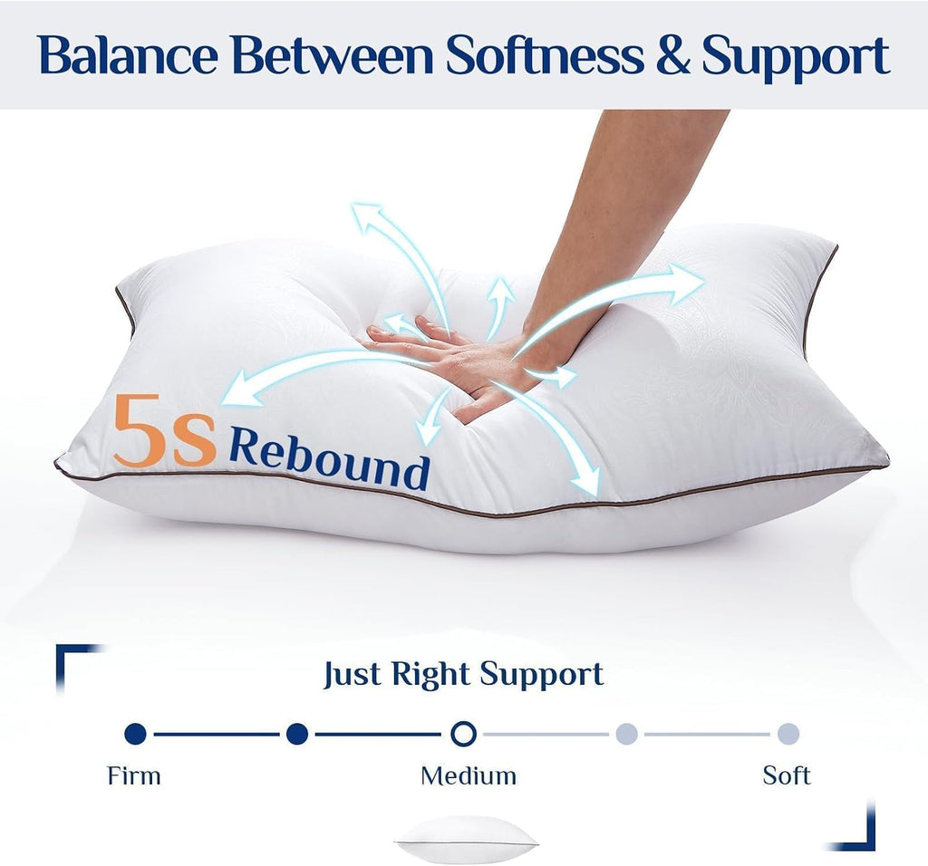 JOLLYVOGUE King Size Pillows Set of 2 for Sleeping, Soft and Supportive Bed Pillows with Down Alternative Filling for Side and Back…