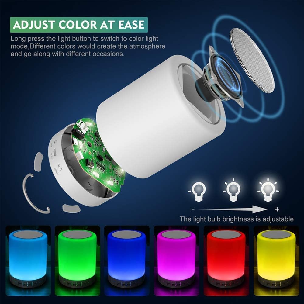 Elecstars Touch Bedside Lamp - with Bluetooth Speaker, Dimmable Color Night Light, Outdoor Table Lamp with Smart Touch Control, Best Gift…