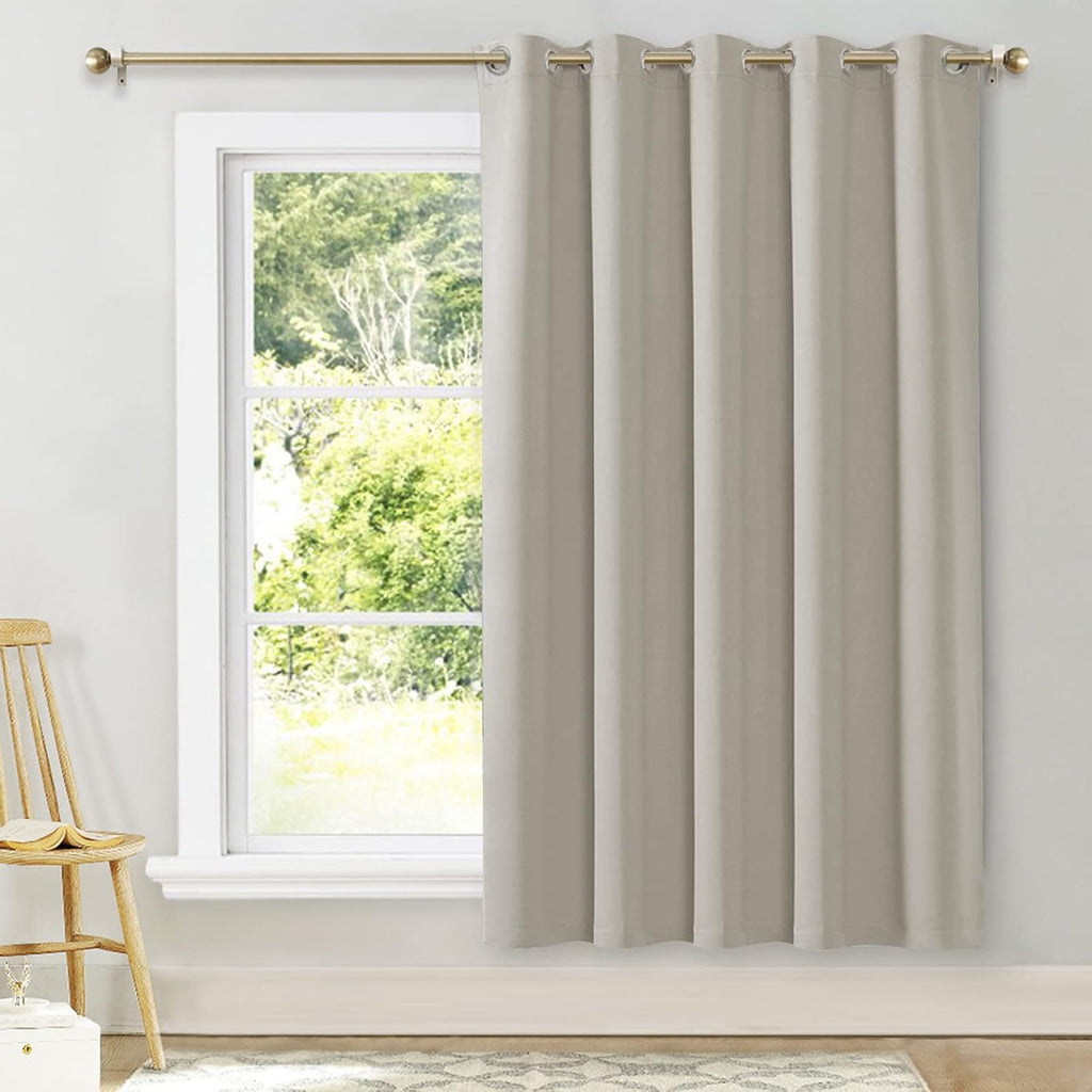 NICETOWN Room Darkening Curtains for Bedroom, Natural Thermal Insulated Drapes 72 inches Long for Office, Loft, Guestroom (1 Panel, 70"…