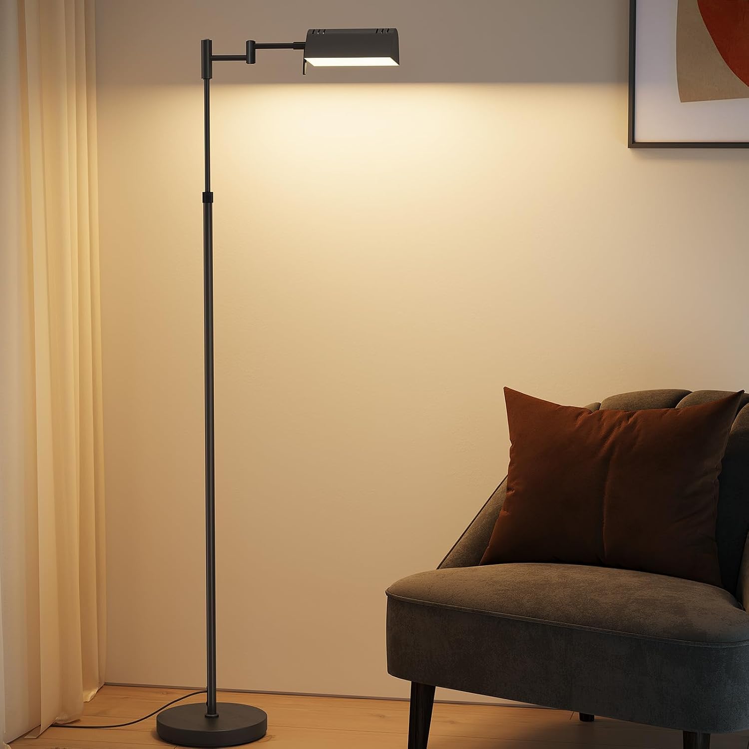 SUNMORY Dimmable LED Pharmacy Floor Lamp, 16W/1500LM Bright Reading Floor Lamp with Remote & Touch Control, 350°Swing Arm, Adjustable…