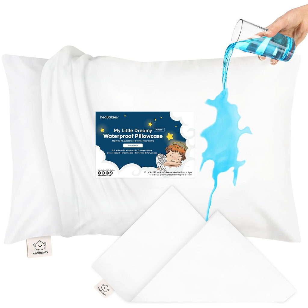 KeaBabies 13 x18 Toddler Pillowcase, Waterproof - Soft Waterproof Toddler Pillow Protector Cover for Kids, Boys, Girls, Durable Machine…