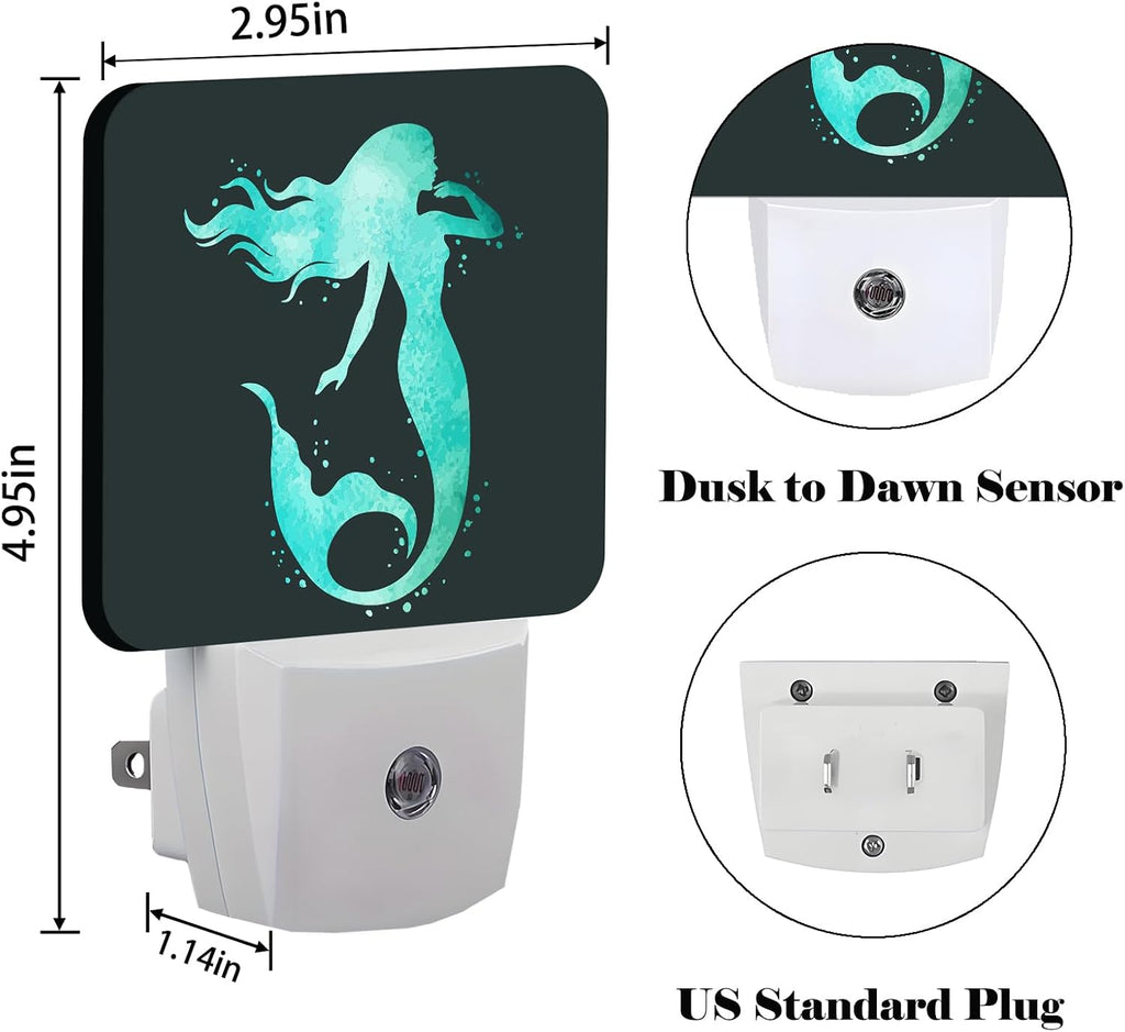 Groovy Mermaid Night Light, Plug-in Nightlights Auto Sensor Night Lamp Dusk-to-Dawn Lamp Home Decor for Nursery Children Girls Boys