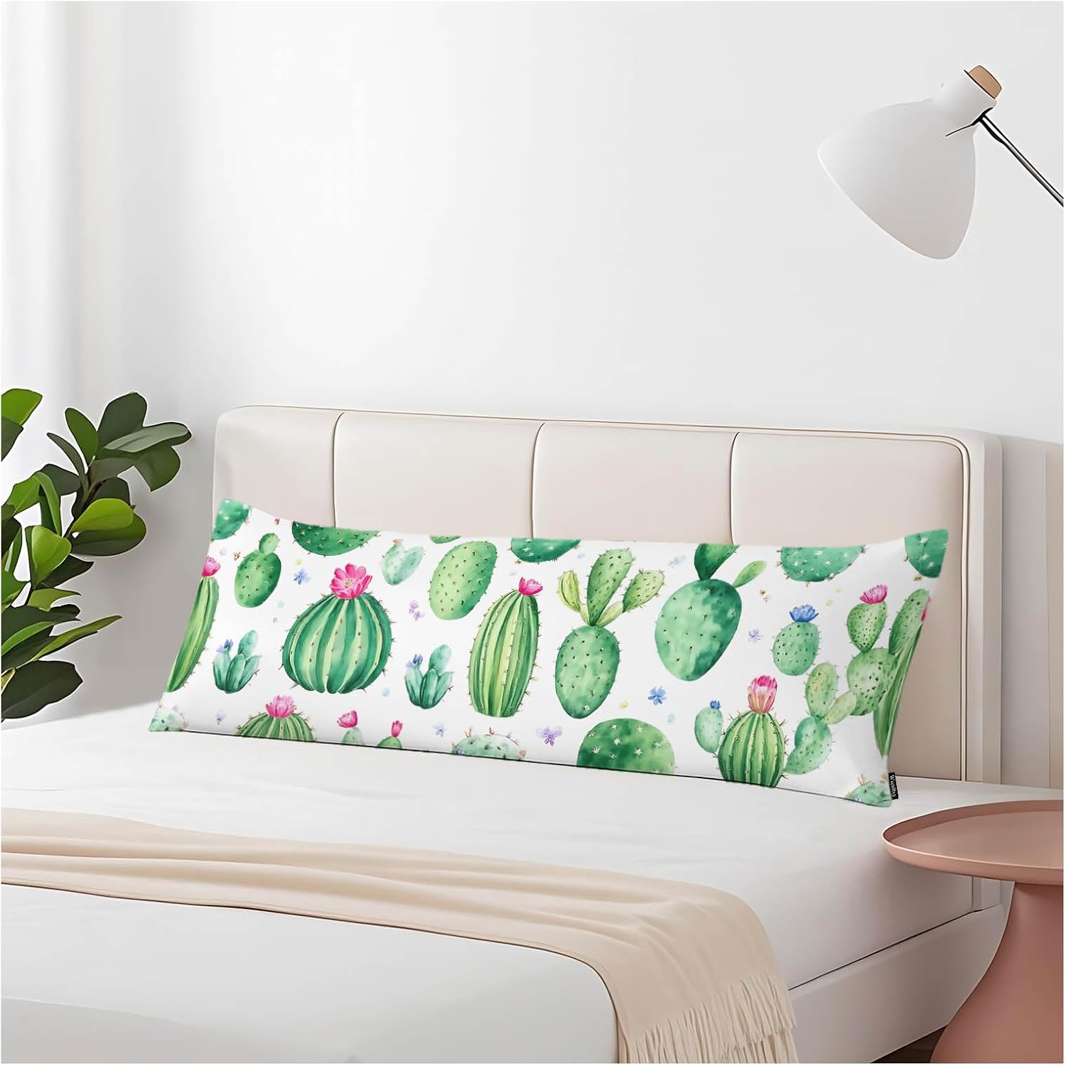 Cactus Body Pillow Pillowcase, Floral Cactus Green Farmhouse Body Cushion Covers Large Body Pillow Cases, 20x54 Inch Bedding Pillow…