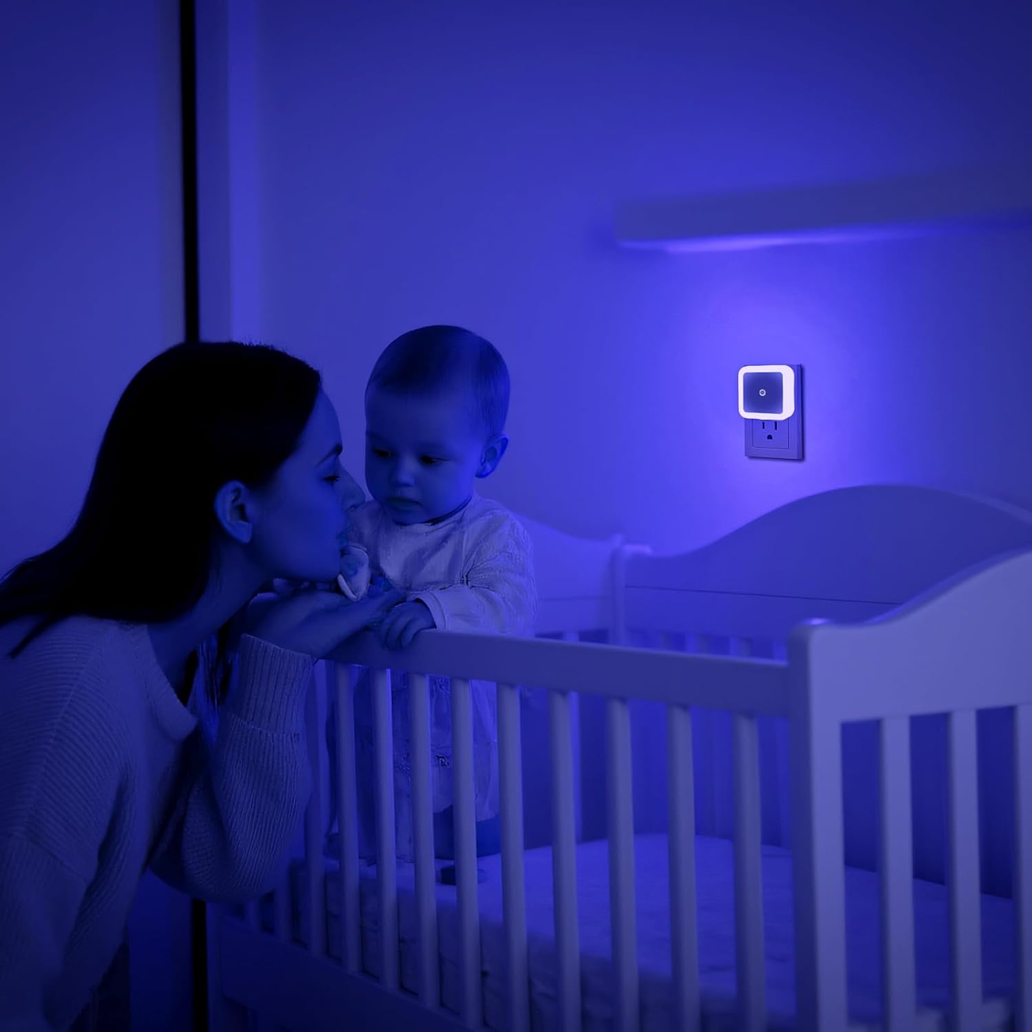 6 Pack Blue LED Night Light Plug in, Dusk to Dawn Sensor Automatic On and Off, Energy Efficient, Soft Glow Kids, Nursery, Bedroom…