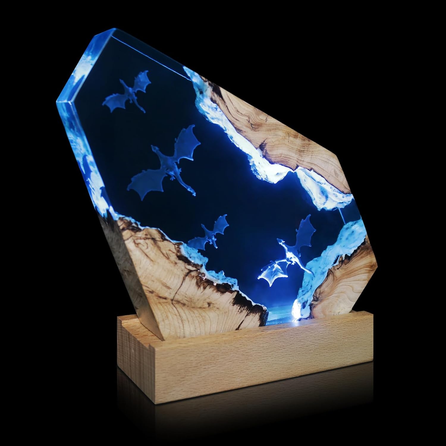 Dragon Resin Wood Lamp, ArtistryHome Decor Bedside Nightlight, Unique Resin Lighting, Nightstand Decorations for Bedroom, Suitable for…