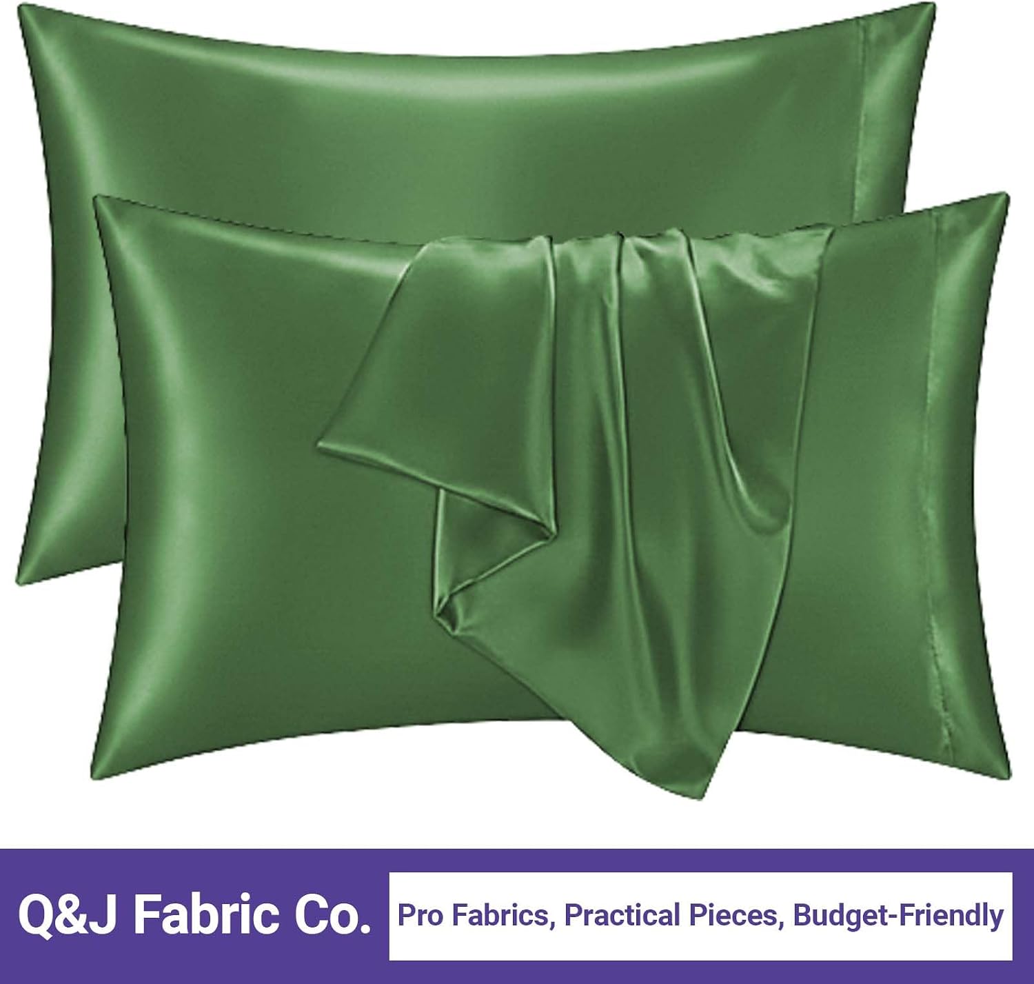 QJFabricCO Q&J Fabric Co. 2 Pack Satin Pillowcase Silk Like Pillow Cases 20x36 inch Sage Green Cooling Pillow Cases with Envelope Closure f…