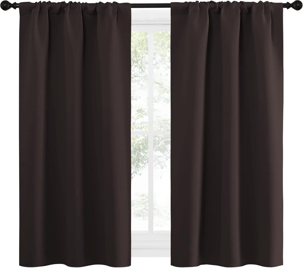 NICETOWN Kitchen Curtains Thermal Insulated Curtains & Drapes, Small Window Blackout Curtain Panels for Girls Room (Toffee Brown, 34"…